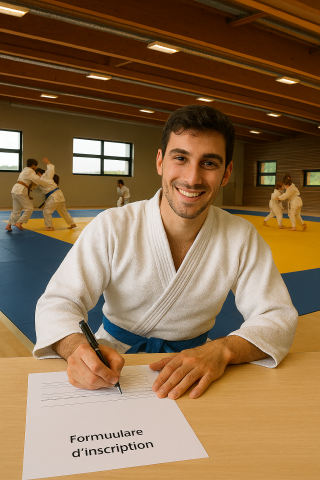 Judoka en train de s'inscrire dans le dojo du Samourai Club
